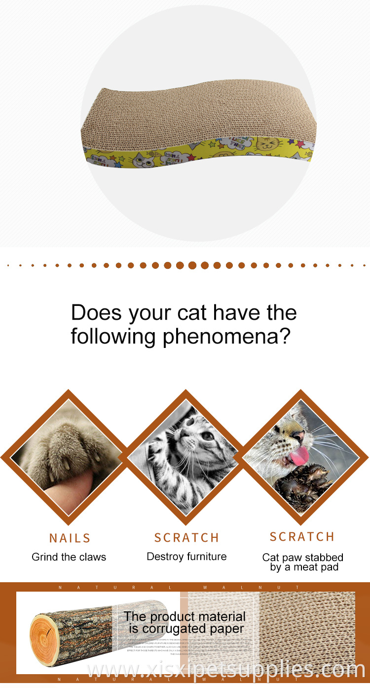 Factory Wholesale Funny Corrugated Cardboard Cat Scratcher With Free Catnip
